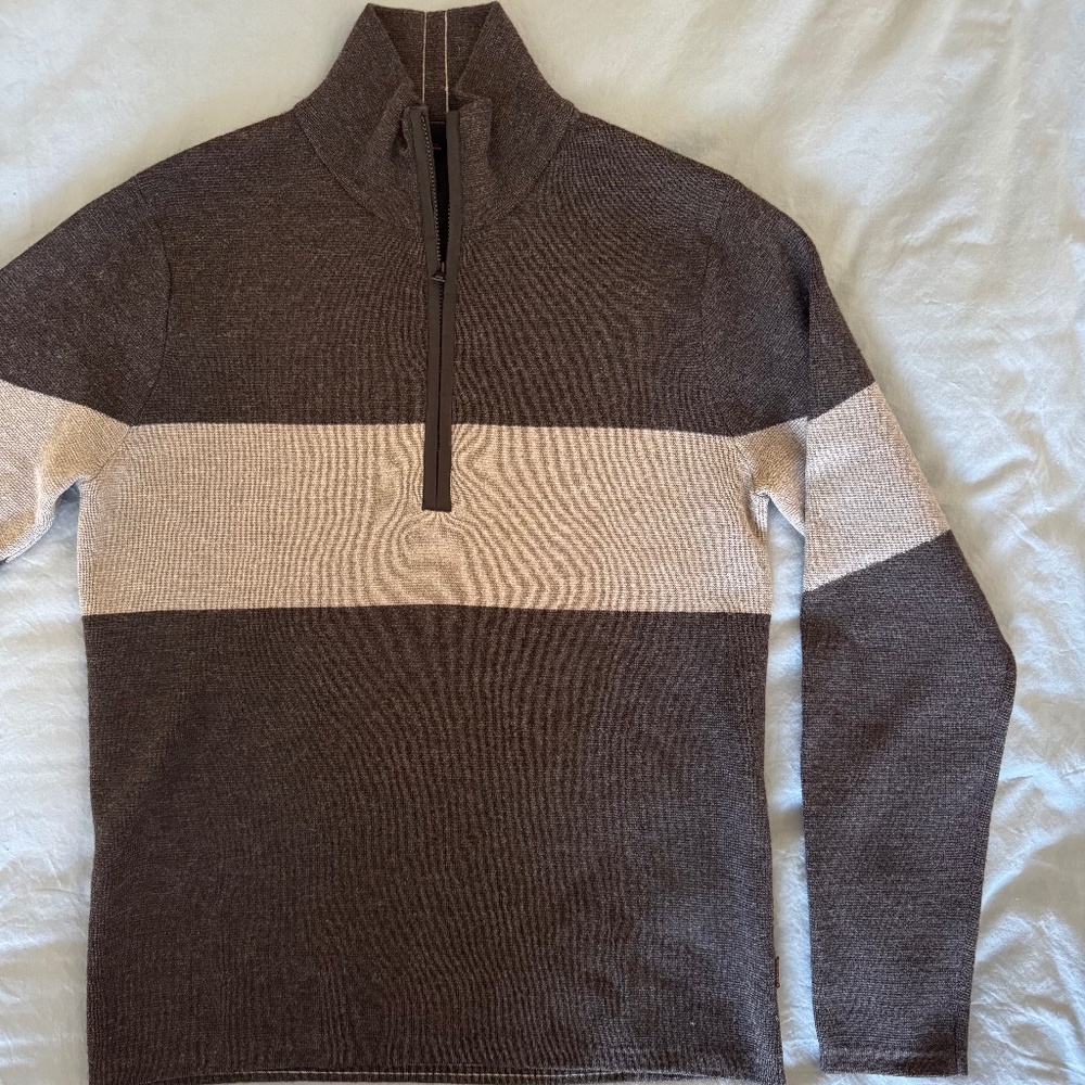 Archival Banana Republic | Small 2004 Fall Black Merino Wool Half-Zip